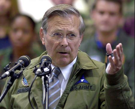 Donald Rumsfeld, Fort Hood, Texas, Aug 21, 2002.