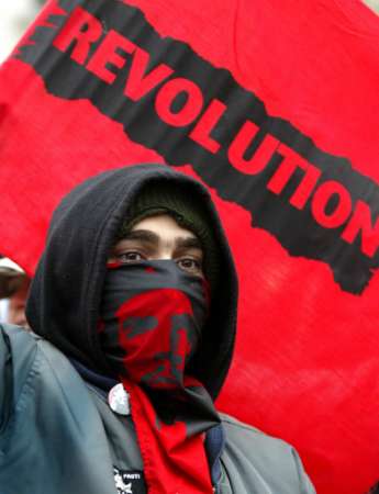 A Czech anarchist, an anti-NATO protest, Prague, November 20, 2002.