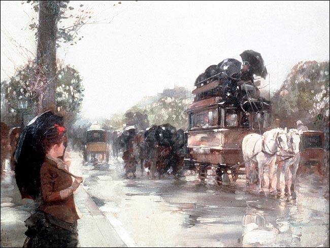 Childe Hassam's 'April Showers, Champs &Eacute;lys�es, Paris' (1888).