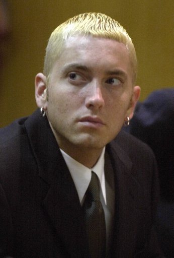 Marshall Bruce Mathers III, known as Eminem during one of his trials, Pontiac, Michigan, June 28, 2001.