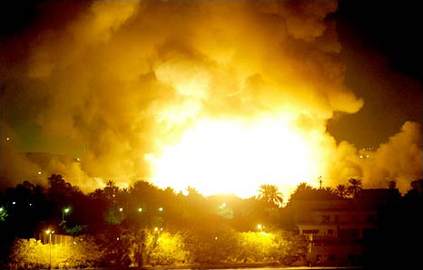 Air strikes on Baghdad, March 21, 2003.