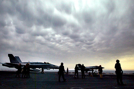 F-18 Hornets on the Abraham Lincoln took off for missions over Iraq, March 25, 2003.