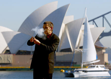 Cannabis in front of the Sydney Opera House, May 29, 2003.