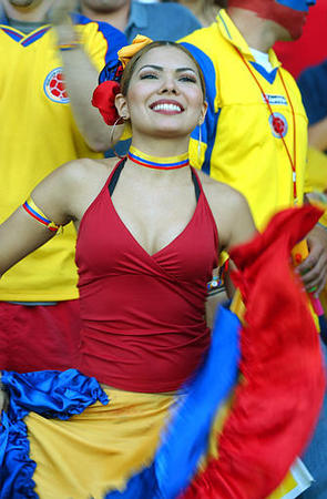 A Colombian fan reacts during the third place match between Argentina and Colombia (Colombia beat Argentina 2-1) at the World U20 Soccer Championship at Zayed City Sports Stadium, Abu Dhabi, United Arab Emirates, December 19, 2003.