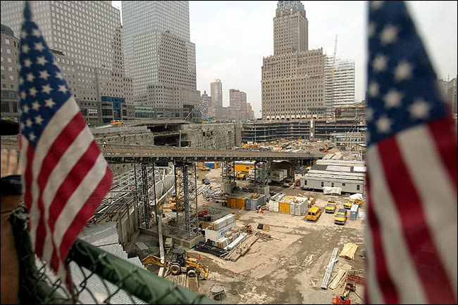 Construction at the site of World Trade Center, New York, July 2003.