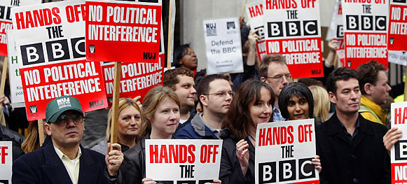 BBC employees protested against the resignation of the general director, Greg Dyke, early Febuary 2004.