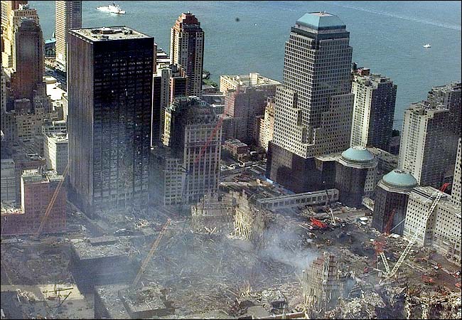 Damage left by the terrorist attack of September 11, 2001 on the World Trade Center, New York.