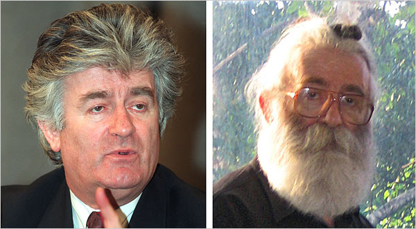 Radovan Karadzic in 1994 and circa 2008.