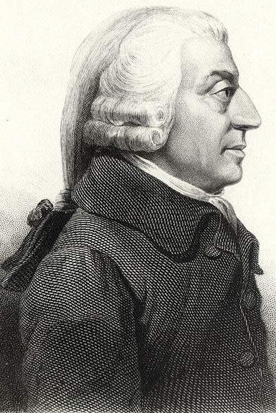 Scottish philosopher and a pioneer of political economy Adam Smith, etching created from the original enamel paste medallion in 1787 by James Tassie.