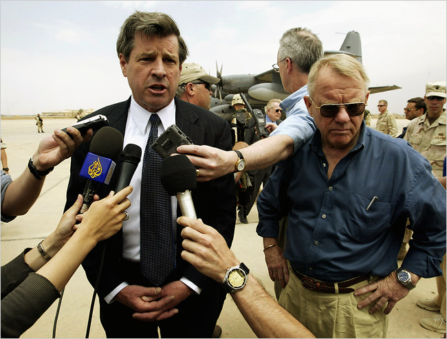 L. Paul Bremer III, left, Jay Garner Iraq, 2003, in 'No End in Sight' (2007).