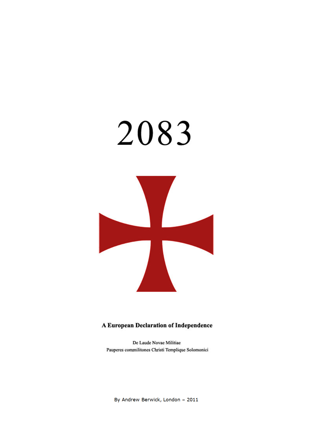 Anders Behring Breivik book '2083 A European Declaration of Independence' (2011)