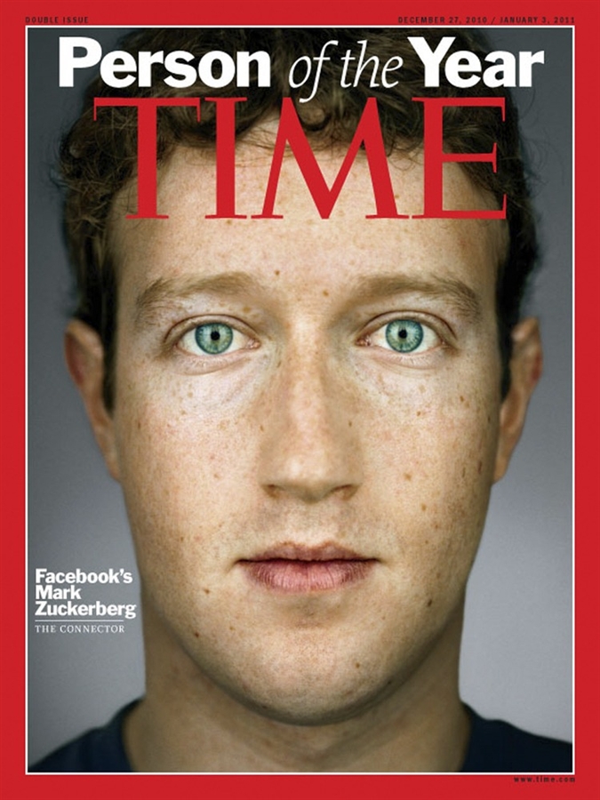 Facebook founder Mark Zuckerberg is selected by Time Magazine as its 2010 Person of the Year, December 15, 2010.