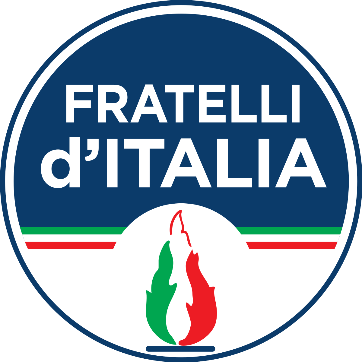 logo of the national conservative party Fratelli d'Italia (Brothers of Italy).