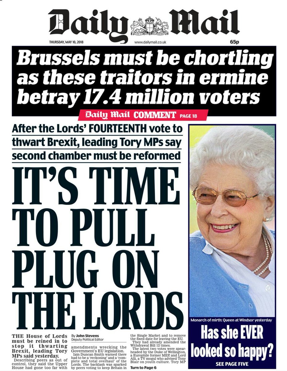 Daily Mail Page 1, May 10, 2018.