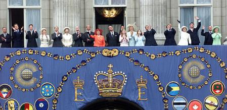 Britain's Royal Family, Jubilee flypast, Balcony of Buckingham Palace, London, June 4, 2002.