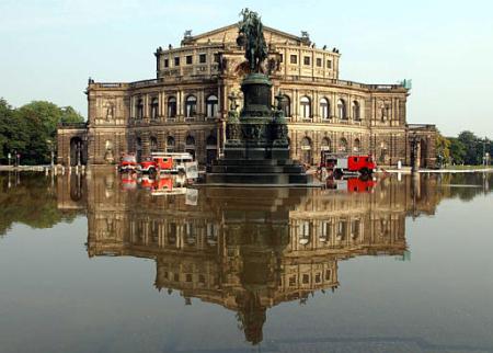 The historic Semper Opera House, Dresden, August 17, 2002.