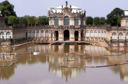 The famous Zwinger Museum of Art, Dresden, August 16, 2002.