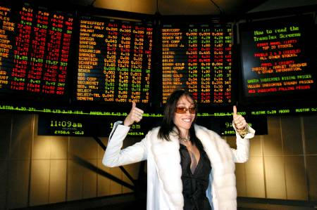 Hollywood Madam Heidi Fleiss poses for photographers at the Australian Stock Exchange after the brothel known as The Daily Planet became the world's first officially listed bordello, Melbourne, May 1, 2003.