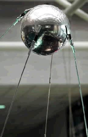 A model of the Sputnik satellite auctioned online before the bidding was determined to be a hoax, June 5, 2003. It was not one of the four backup Sputniks historians believe Moscow produced in 1957.