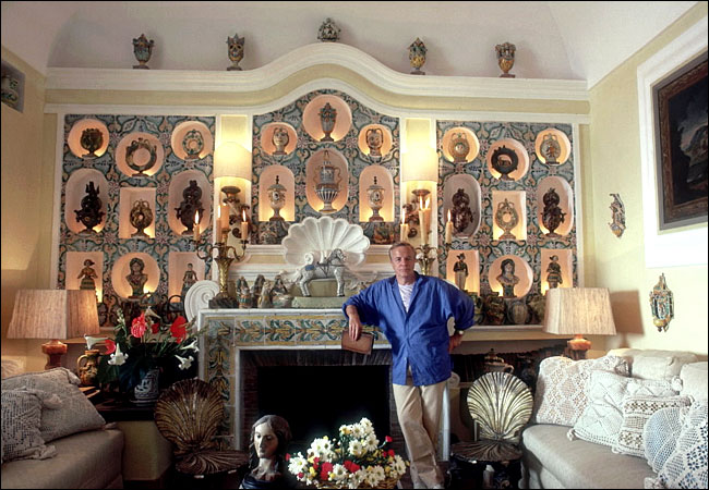 The film director Franco Zefferelli, photographed by Slim Aarons, Positano, Italy, 1984.