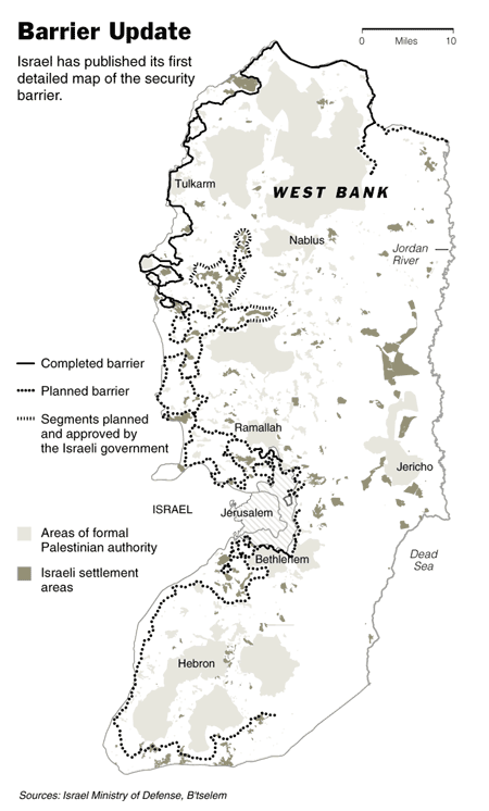 The first official West Bank wall map, October 24, 2003.