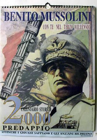 Front cover of one of nostalgic calendars featuring former dictator Benito Mussolini.