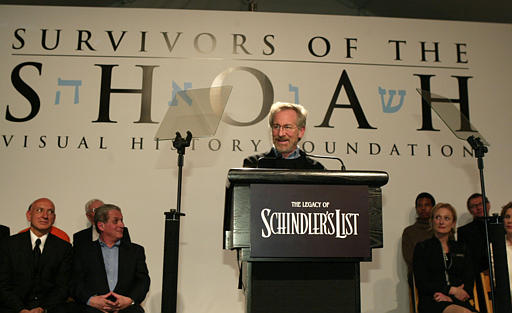 Director Steven Spielberg speaks during the Legacy of Schindler's List event held at the Survivors of the Shoah Visual History Foundation, the Holocaust-education facility Spielberg created after completing Schindler's List (1993), Burbank, California, March 3, 2004.
