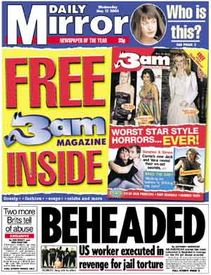 The Daily Mirror frontpage, May 12, 2004.