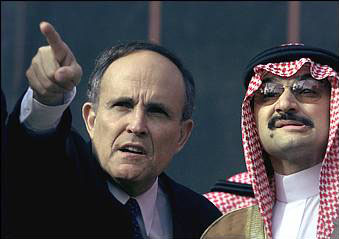 The New York City mayor Rudolph W. Giuliani and the Saudi Prince Walid bin Talal.