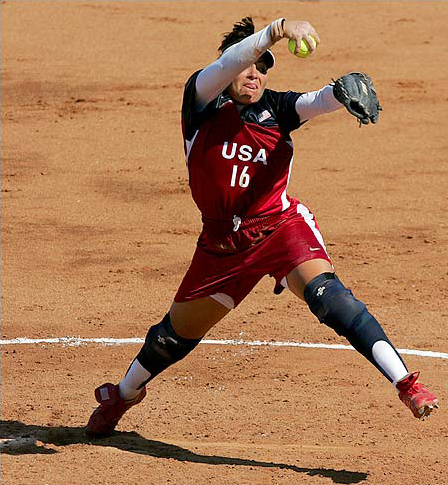 Lisa Fernandez pitches a four-hitter as the United States women's softball team roll to the gold medal with a 5-1 victory over Australia, the third after winning the first two softball gold medals in 1996 and 2000, at the 2004 Olympic Games, Athens, August 23, 2004.