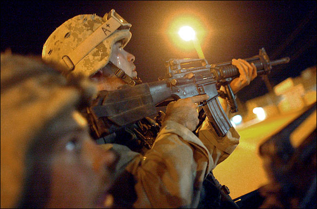 American marines launched a raid against rebels in Najaf, early August 9, 2004.
