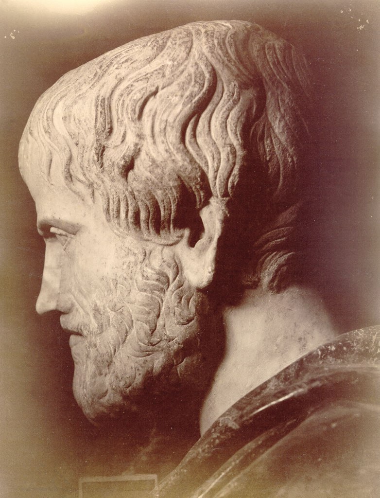 Aristotle bust, Terme di Diocleziano (Baths or Springs of Diocletian), part of the National Museum of Rome, Rome (side view).