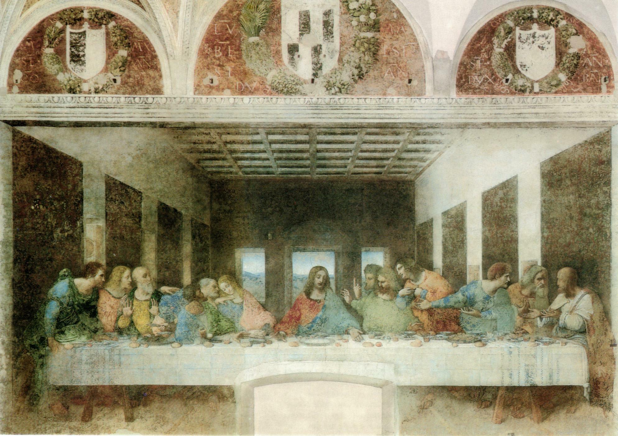 Leonardo da Vinci's The Last Supper (1498), Convent of Sta. Maria delle Grazie, Milan, Italy.