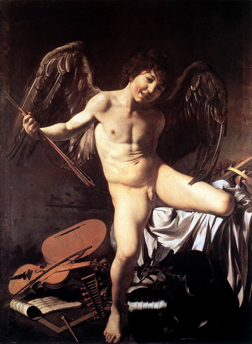 Cupid as depicted in Caravaggio, Amor Victorious, (1602-1603), Staatliche Museen, Berlin.