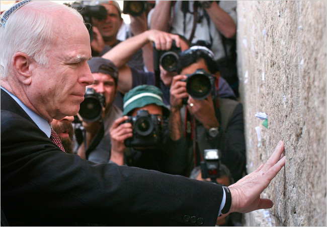 Senator John McCain's visit to the Western Wall, Jerusalem, Israel, March 19, 2008.