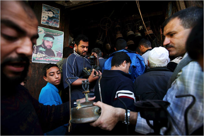 On the twenty-first day of Israel’s war against Gaza, Gazans trying to convert stoves to diesel because of a shortage of cooking gas, January 16, 2009.