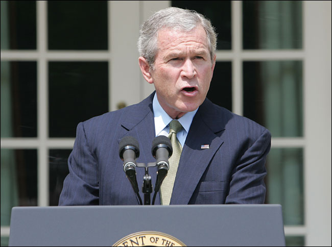U.S. President George W. Bush during a White House news conference, July 1, 2005.