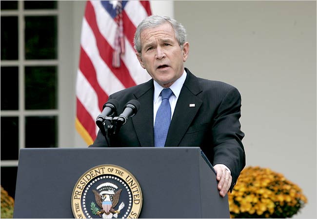 U.S. President George W. Bush speaks about the nation's policy toward nuclear proliferation, October 11, 2006.