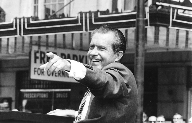 Richard M. Nixon on a campaign trail, from the documentary 'Nixon-- A Presidency Revealed,' on the History Channel.
