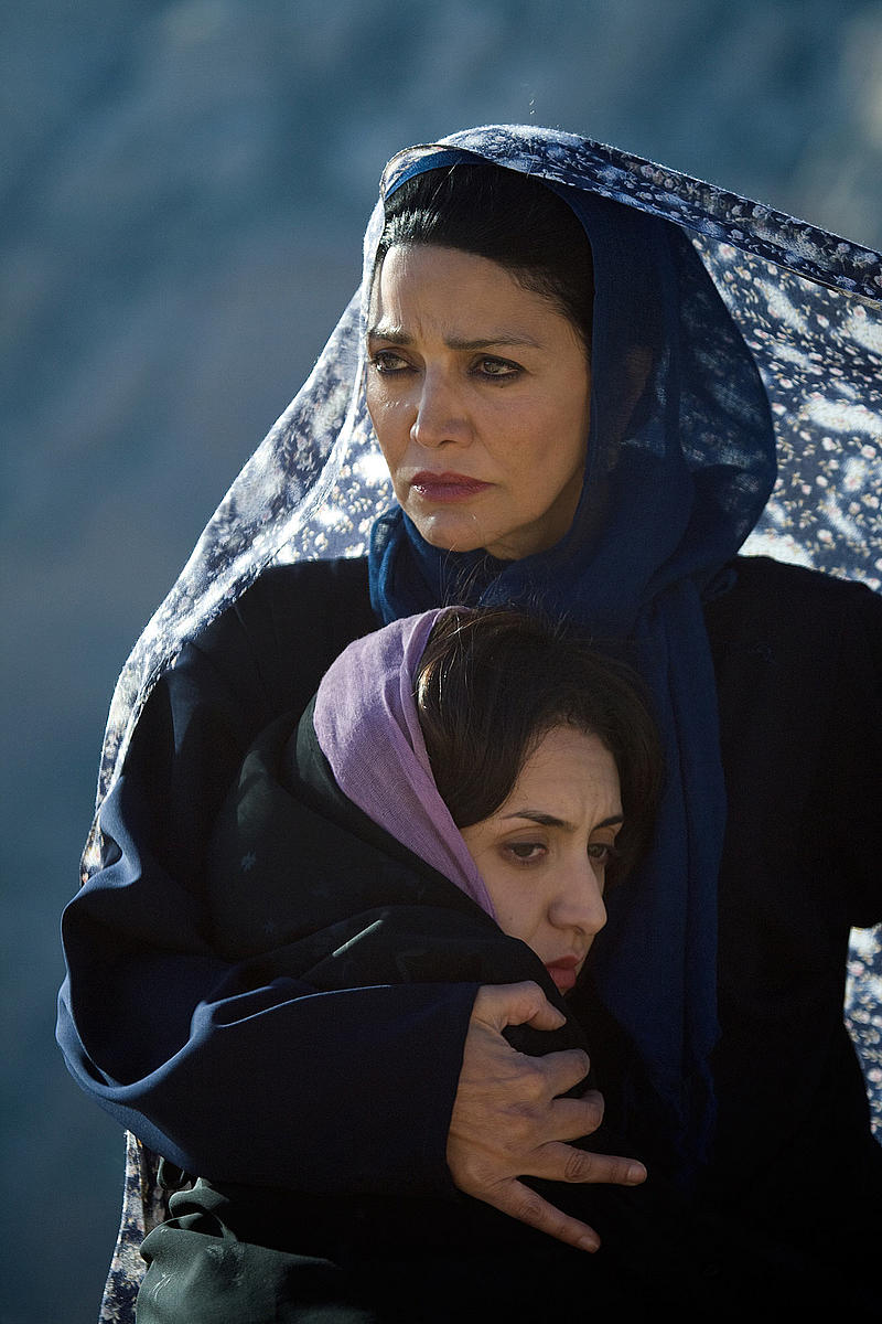 Zahra (Shohreh Aghdashloo) comforts her niece Soraya M. (Mozhan Marno) in 'The Stoning of Soraya M.' (2009).