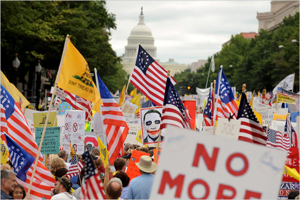 Hundreds of thousands of taxpayers storm Washington, D.C., to take their fight against excessive spending, bailouts, growth of big government and soaring deficits to the front door of the U.S. Capitol, September 12, 2009.