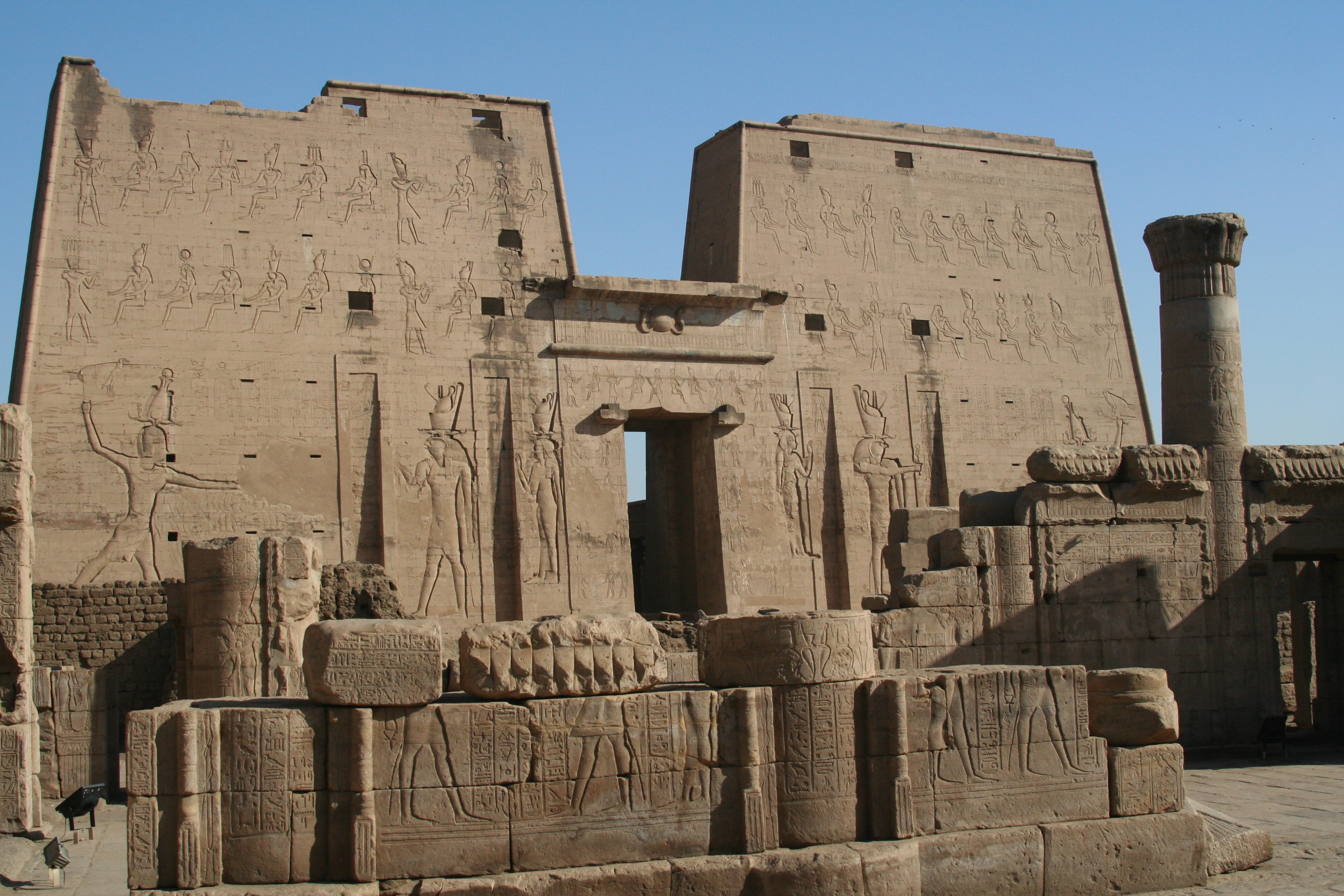 Approach and first pylon of Temple of Horus, Edfu, 2006.