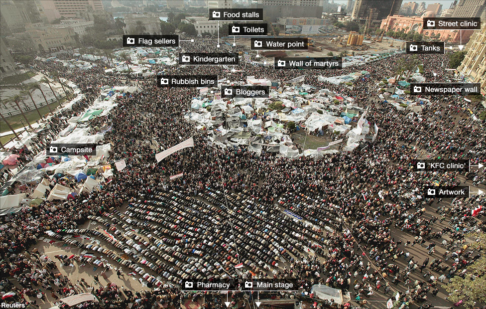 Protests at its last day at A-Tahrir Square, downtown Cairo, Egypt, February 11, 2011.
