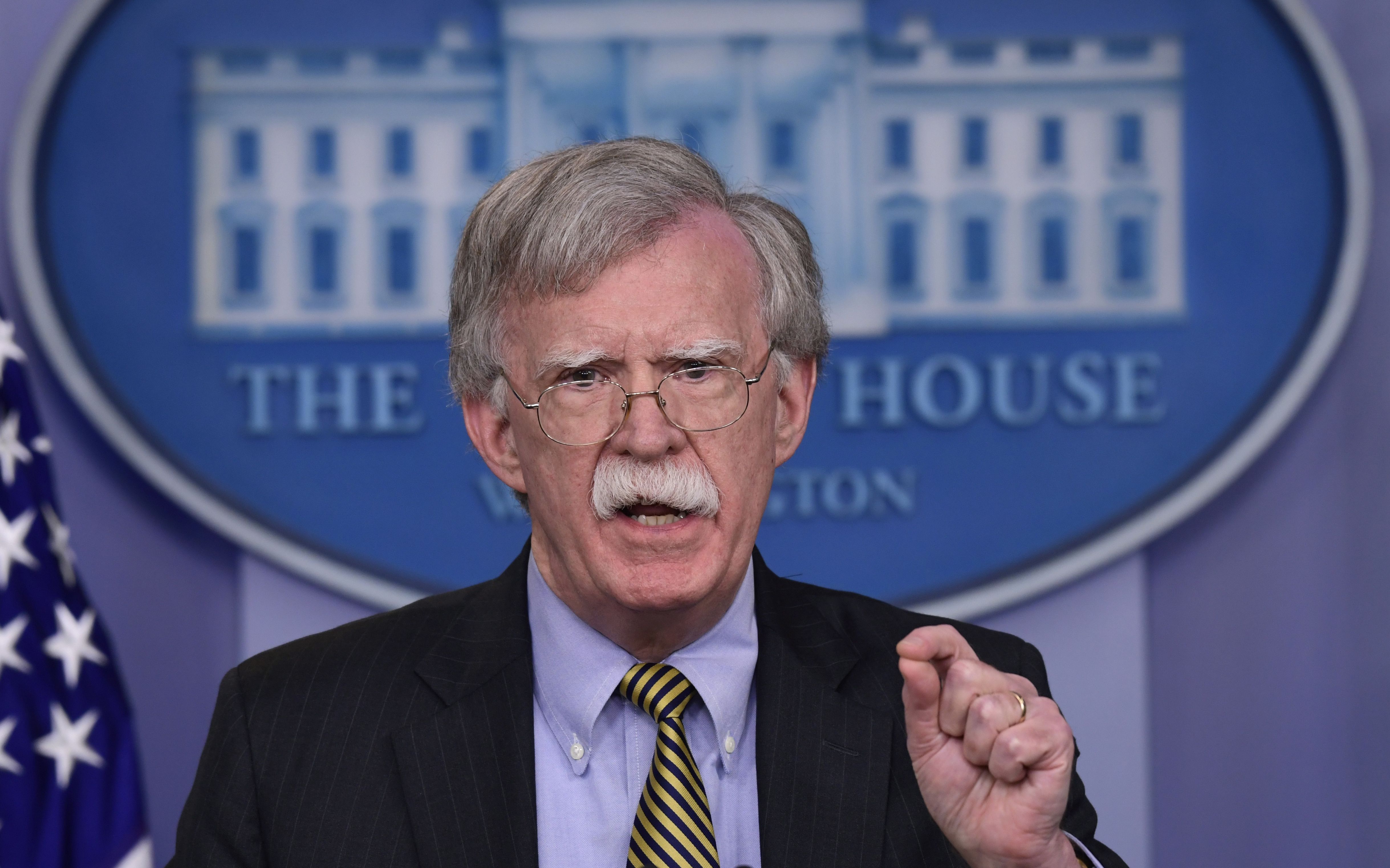 U.S. National Security Advisor John Bolton during a news conference, White House briefing room, Washington, October 3, 2018.