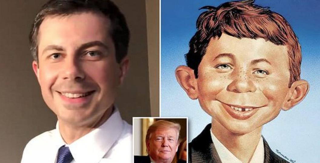 President Donald Trump refers to Pete Buttigieg as Alfred E. Neuman of Mad Magazine, May 11, 2019.