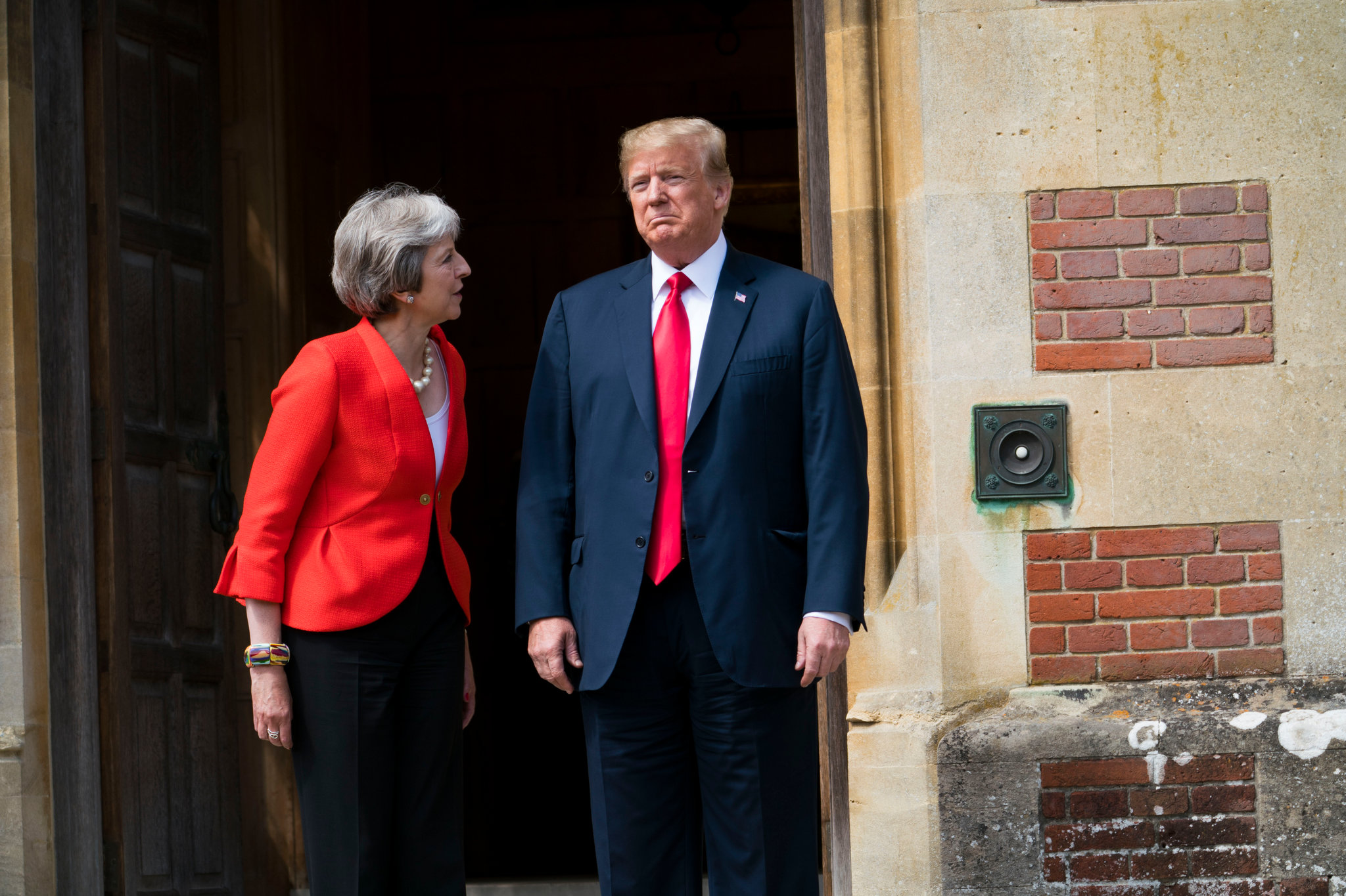 U.S President Donald Trump with U.K. Prime Minister Theresa May, Buckinghamshire, England, July 13, 2018.